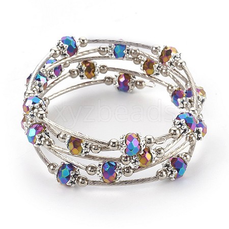 Electroplate Glass Wrap Bracelets BJEW-JB04018-03-1