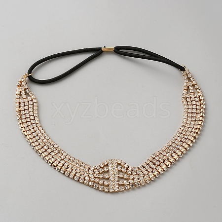 Iron with Rhinestone Elastic Headband OHAR-WH0034-26A-1