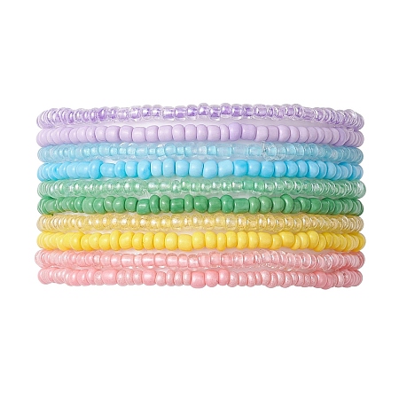 10Pcs 5 Colors Glass Seed Beaded Stretch Bracelet Sets BJEW-JB10582-1