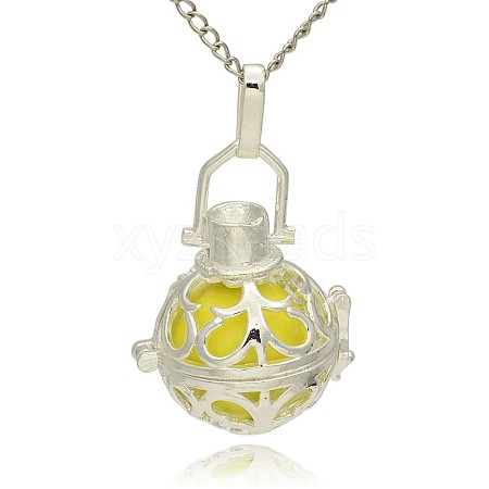 Silver Color Plated Brass Hollow Round Cage Pendants LS-KK-J235-10S-1