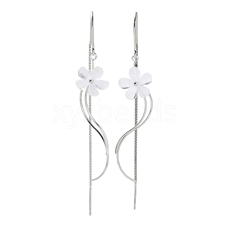 925 Sterling Silver Flower Ear Threads EJEW-P296-20P-1