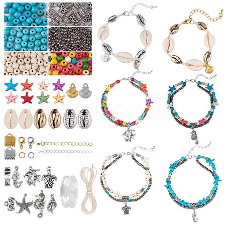 DIY Ocean Theme Anklet Making Kit DIY-SZ0007-23-1