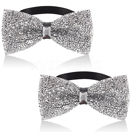 Adjustable Resin Rhinestone Polyester Bow Ties for Men AJEW-WH0472-01C-1