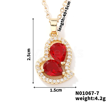 Elegant and Unique Style Brass & Glass Lock Collar Heart Pendant Necklaces for Women FN1868-7-1