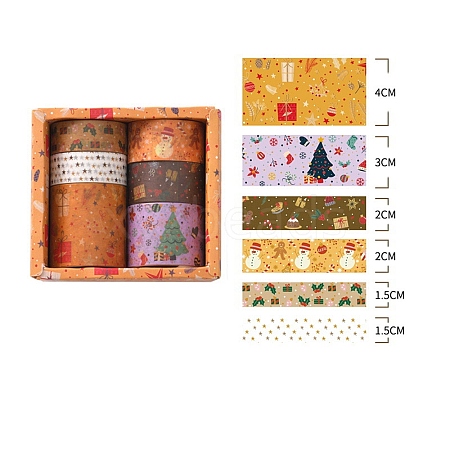 6 Rolls Christmas Hot Stampe Paper Decorative Paper Tapes Set STIC-H002-08C-1