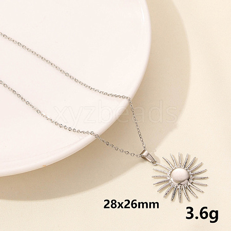 Stainless Steel Moon Sun Chain Necklace Simple Elegant Cool Style RF4782-5-1