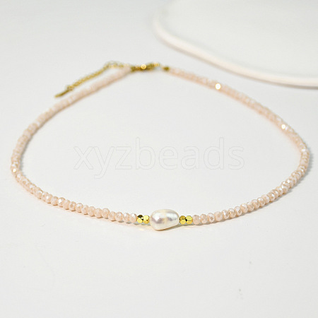 Natural Freshwater Pearl & Glass Beaded Necklaces for Women AC5368-1-1