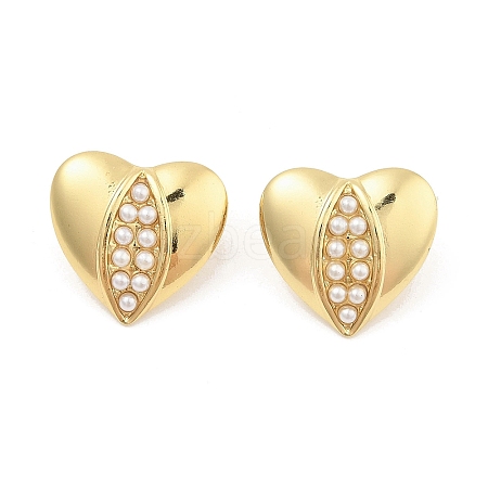 Heart PVD Vacuum Plating 304 Stainless Steel Stud Earrings for Women EJEW-C120-11G-1