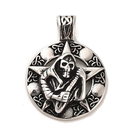 Tibetan Style 304 Stainless Steel Pendants STAS-M334-23AS-1