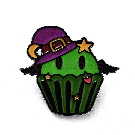 Halloween Cupcake Black Aolly Brooches JEWB-U002-03D-1