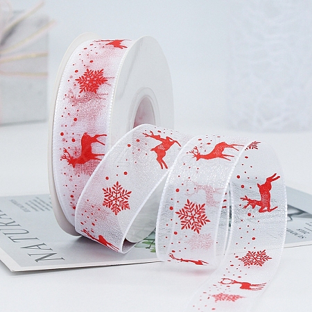 22M Christmas Printed Organza Ribbons XMAS-PW0001-183Q-1