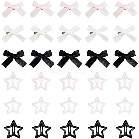 30Pcs 3 Colors Star Iron Enamel Snap Hair Clips OHAR-SP0001-03-1