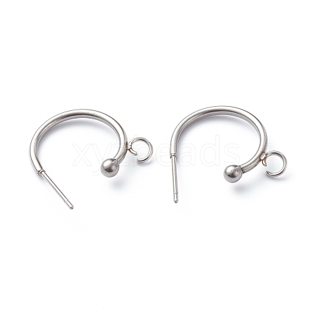 304 Stainless Steel Half Hoop Earrings STAS-Z028-B01-P-1