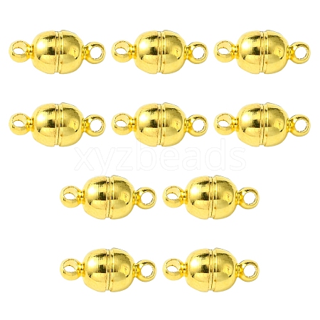 10Pcs Round Brass Magnetic Clasps with Loops KK-FS0001-34G-1