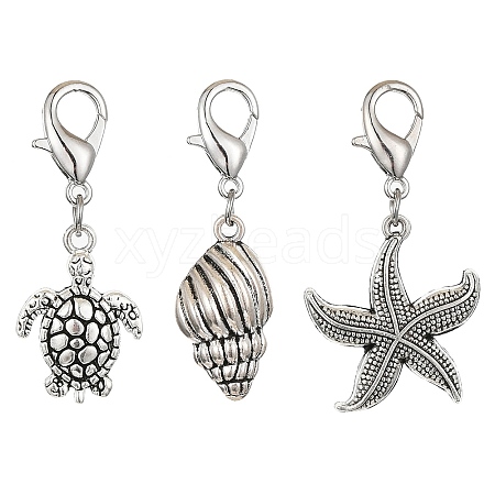 Marine Animal Alloy Pendant Decorations HJEW-JM01370-1