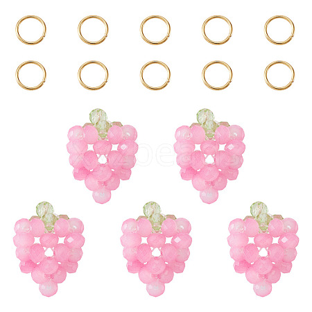 5Pcs Glass Beaded Pendants FIND-TA0009-10-1