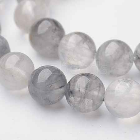 Natural Cloudy Quartz Round Bead Strands G-F262-03-1