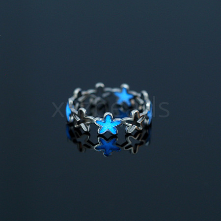 Luminous 304 Stainless Steel Star Finger Ring LUMI-PW0001-120D-1