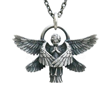 Alloy Angel Wing Pendant Necklaces for Unisex WGCF23F-01-1