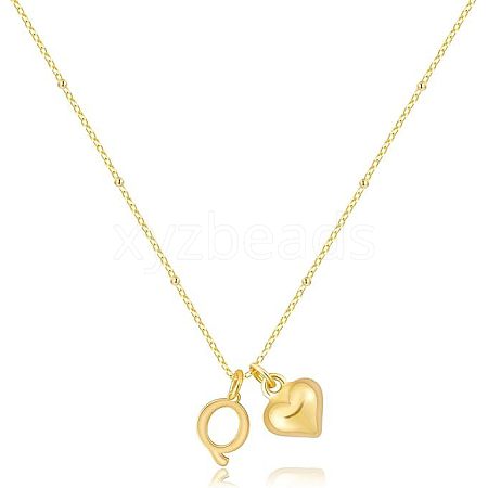 Brass Initial and Heart Pendant Necklaces for Women FS-WG01F32-17-1