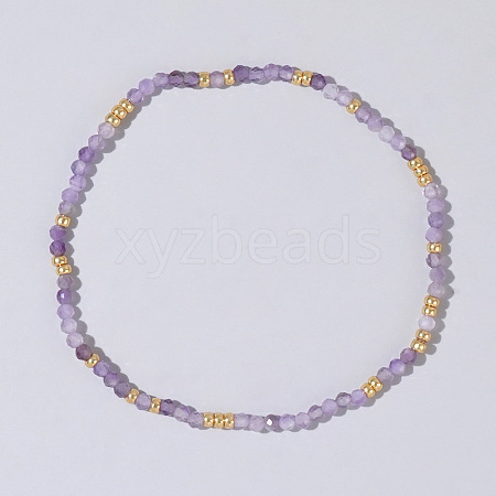 Bohemian Style Natural Amethyst Faceted Round Beaded Stretch Bracelets for Women's Fashion Luxury Versatile BW4401-2-1