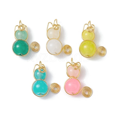 Imitation Jade Glass Beads Pendants PALLOY-JF02480-1