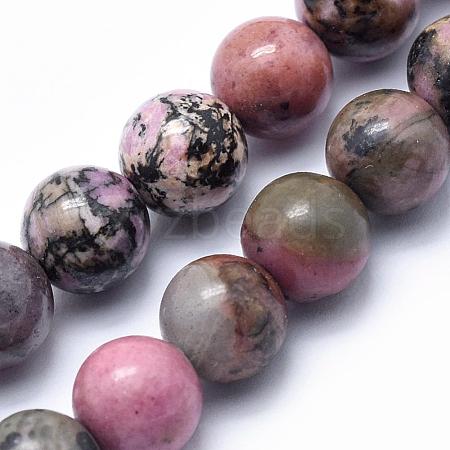 Natural Rhodonite Beads Strands G-G717-4mm-1