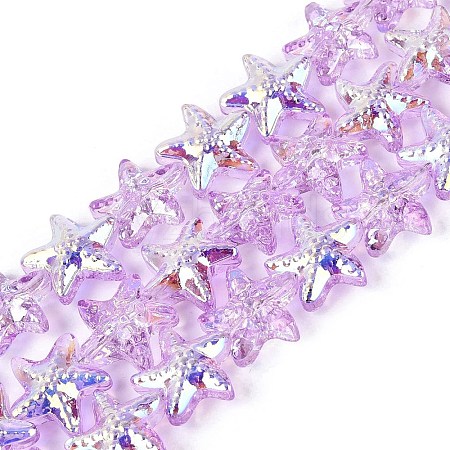 Electroplate Transparent Glass Beads Strands EGLA-Q136-01A-12-1