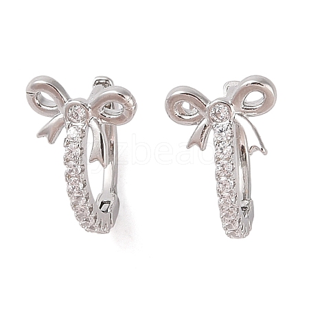 Brass with Clear Cubic Zirconia Hoop Earring EJEW-Q385-02P-1