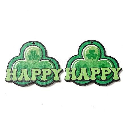 Saint Patrick's Day Single Face Printed Wood Big Pendants WOOD-E016-08-1