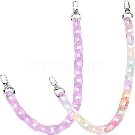 SUPERFINDINGS 2Pcs 2 Colors Transparent Acrylic Paperclip Chain Bag Handles AJEW-FH0002-68-1