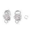 Brass Micro Pave Clear Cubic Zirconia Lobster Claw Clasps ZIRC-Q024-16P-3