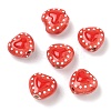 Heart Pattern Handmade Porcelain Enamel Beads PORC-G016-03J-1