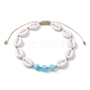 Adjustable Acrylic Shell Shape Braided Bead Anklets AJEW-AN00571-1