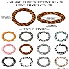 12Pcs 12 Styles Animal Print Silicone Beads SIL-CJ0001-33-8