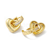Clear Cubic Zirconia Heart Hoop Earrings EJEW-H135-06G-2