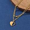304 Stainless Steel Heart Charm Chain Bracelets BJEW-M097-01A-G-2