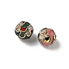 Vintage Handmade Round with Flower Pattern Cloisonne Beads CLB-XCP0001-01-2