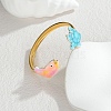Ocean 304 Stainless Steel Enamel Cuff Bangles for Women BJEW-F518-02H-G-1