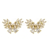 Brass Micro Pave Cubic Zirconia Stud Earrings Findings EJEW-F373-04G-2