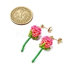 3Pairs 304 Stainless Steel Rose Glass Seed Beaded Dangle Stud Earrings EJEW-MZ00333-5