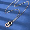 304 Stainless Steel Roman Numeral 3 Ring Pendant Necklaces NJEW-V001-06P-02-1