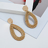Alloy Rattan Woven Dangle Stud Earrings FS-WGA068A-03-1