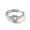 Adjustable Rhodium Plated 925 Sterling Silver Clear Cubic Zirconia Ring Components STER-C011-02P-2