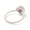 Natural Amethyst Round Finger Ring RJEW-TA00057-01-6