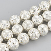 Electroplated Natural Lava Rock Beads Strands G-T061-55E-4mm-1