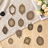 12Pcs 12 Styles Tibetan Style Zinc Alloy Pendant Cabochon Settings TIBEP-SC0003-48-7