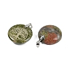 Natural Unakite Flat Round Pendants G-Q188-01P-10-2