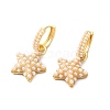 Plastic Pearl Beaded Star Dangle Hoop Earrings EJEW-Q024-09G-1