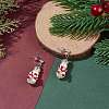 Shell Pearl & Glass Braided Christmas Snowman Dangle Stud Earrings EJEW-TA00089-3